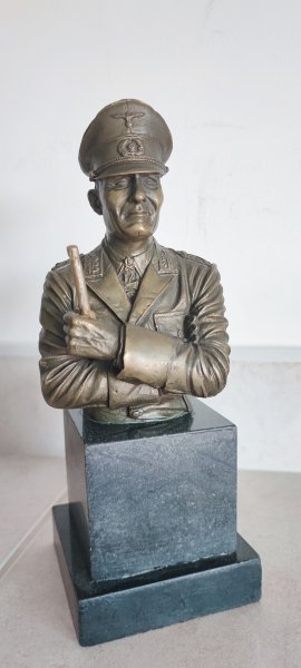Busto Feldmaresciallo E. Rommel in metallo e marmo